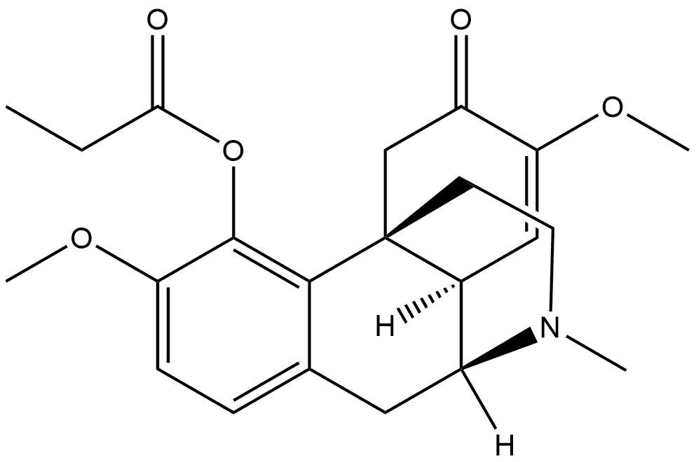 Morphinan-6-one, 7,8-didehydro-3,7-dimethoxy-17-methyl-4-(1-oxopropoxy)-, (9α,13α,14α)- Struktur