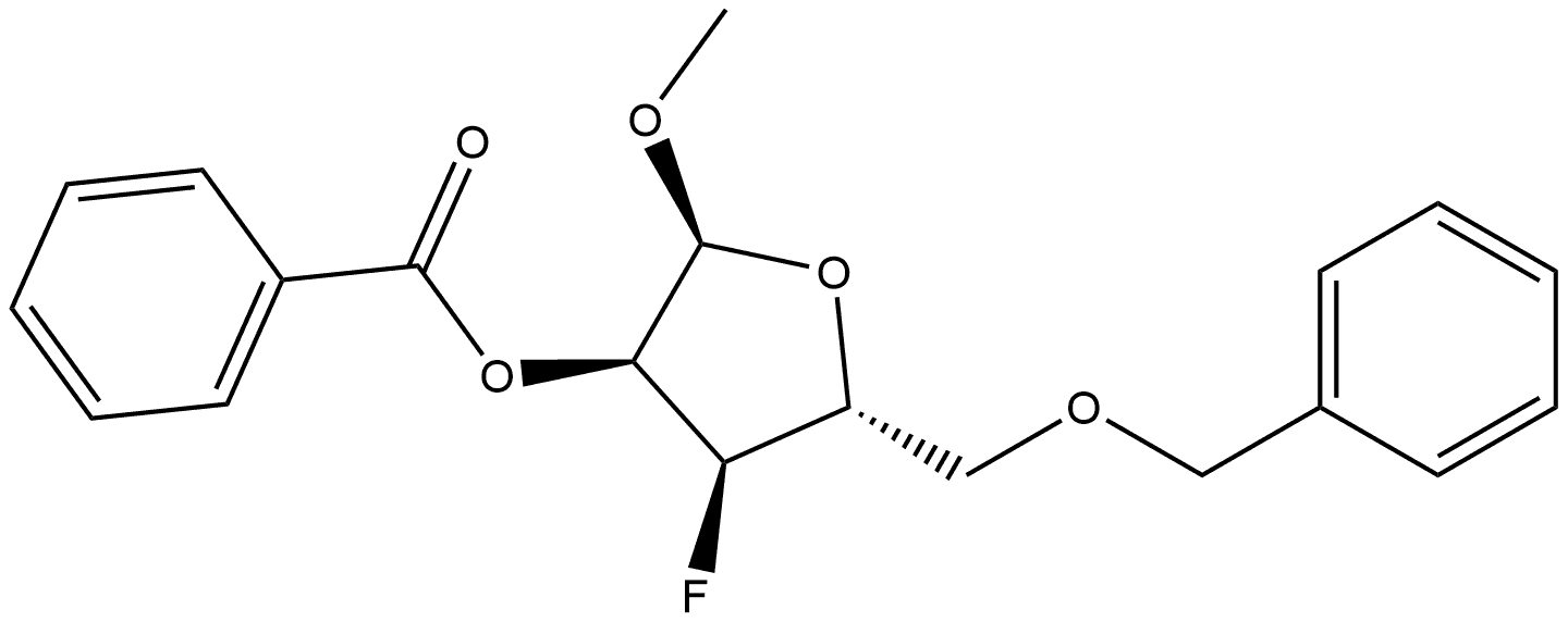 α-D-Ribofuranoside, methyl 3-deoxy-3-fluoro-5-O-(phenylmethyl)-, 2-benzoate Struktur