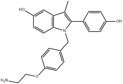 1H-Indol-5-ol, 1-[[4-(2-aminoethoxy)phenyl]methyl]-2-(4-hydroxyphenyl)-3-methyl- Struktur