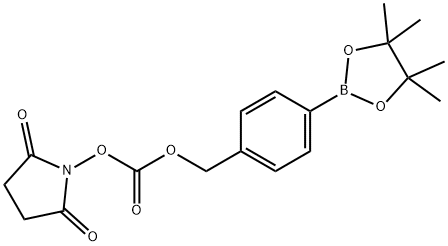 Carbonic acid, 2,5-dioxo-1-pyrrolidinyl [4-(4,4,5,5-tetramethyl-1,3,2-dioxaborolan-2-yl)phenyl]methyl ester Struktur