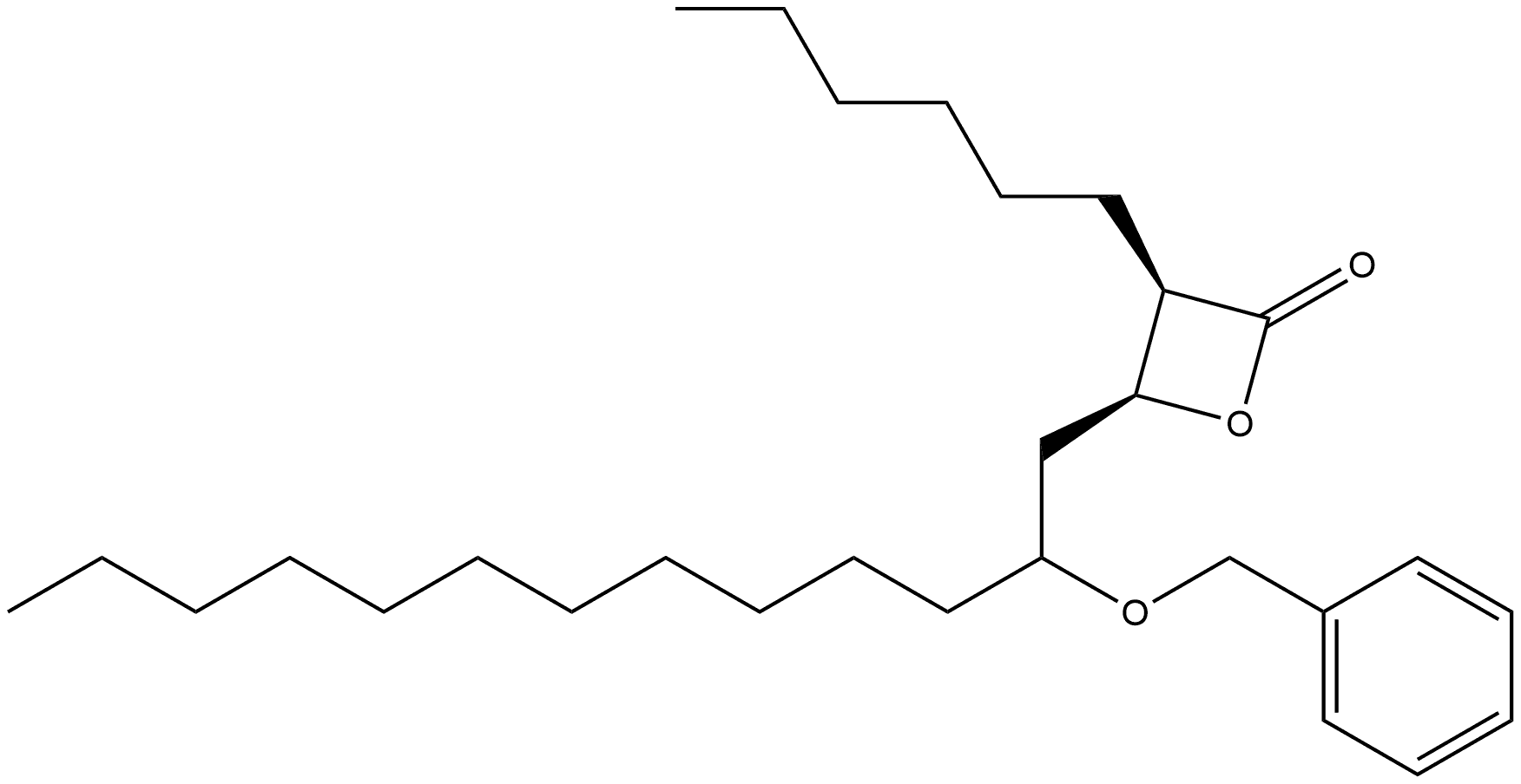 2-Oxetanone, 3-hexyl-4-[2-(phenylmethoxy)tridecyl]-, [3R-[3α,4α(R*)]]- (9CI) Struktur