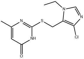 4(3H)-Pyrimidinone, 2-[[(4-chloro-1-ethyl-1H-imidazol-5-yl)methyl]thio]-6-methyl- Struktur