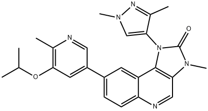 2H-Imidazo[4,5-c]quinolin-2-one, 1-(1,3-dimethyl-1H-pyrazol-4-yl)-1,3-dihydro-3-methyl-8-[6-methyl-5-(1-methylethoxy)-3-pyridinyl]- Struktur