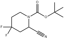 1-Piperidinecarboxylic acid, 2-cyano-4,4-difluoro-, 1,1-dimethylethyl ester Struktur