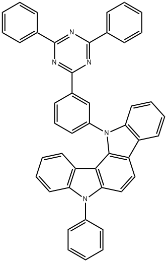 Indolo[3,2-a]carbazole, 12-[3-(4,6-diphenyl-1,3,5-triazin-2-yl)phenyl]-5,12-dihydro-5-phenyl- Struktur