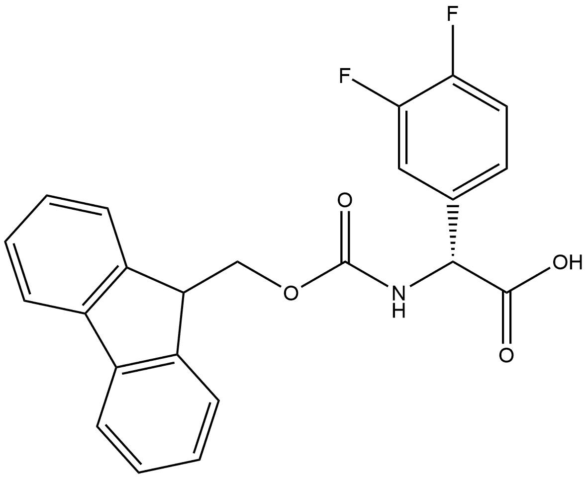 Benzeneacetic acid, α-[[(9H-fluoren-9-ylmethoxy)carbonyl]amino]-3,4-difluoro-, (αR)- Struktur