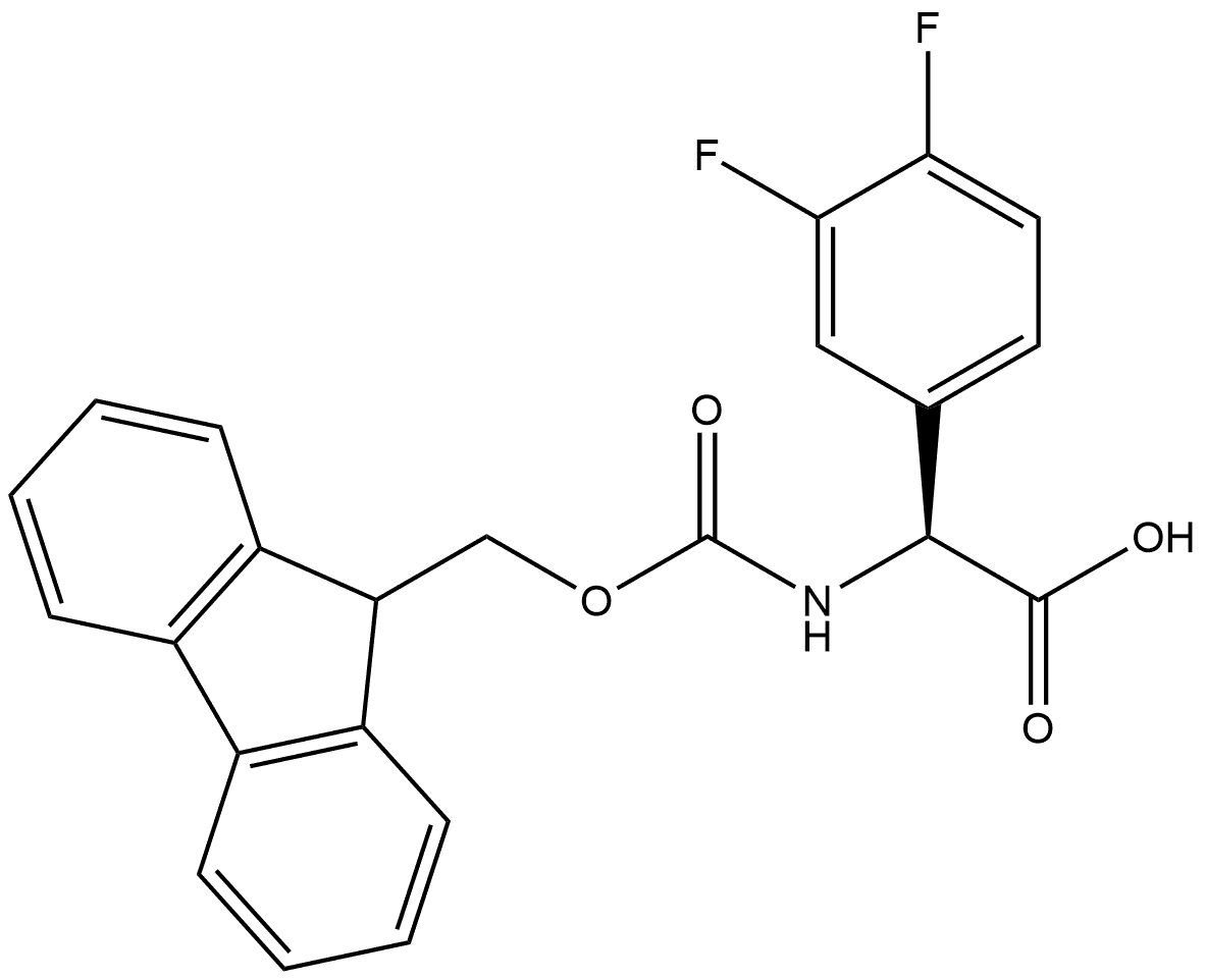 Benzeneacetic acid, α-[[(9H-fluoren-9-ylmethoxy)carbonyl]amino]-3,4-difluoro-, (αS)- Struktur