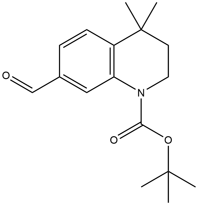 tert-butyl 7-formyl-4,4-dimethyl-1,2,3,4-tetrahydroquinoline-1-carboxylate Struktur