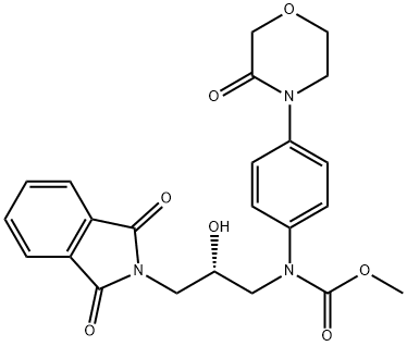 Methyl N-[(2S)-3-(1,3-dihydro-1,3-dioxo-2H-isoindol-2-yl)-2-hydroxypropyl]-N-[4-(3-oxo-4-morpholinyl)phenyl]carbamate Struktur