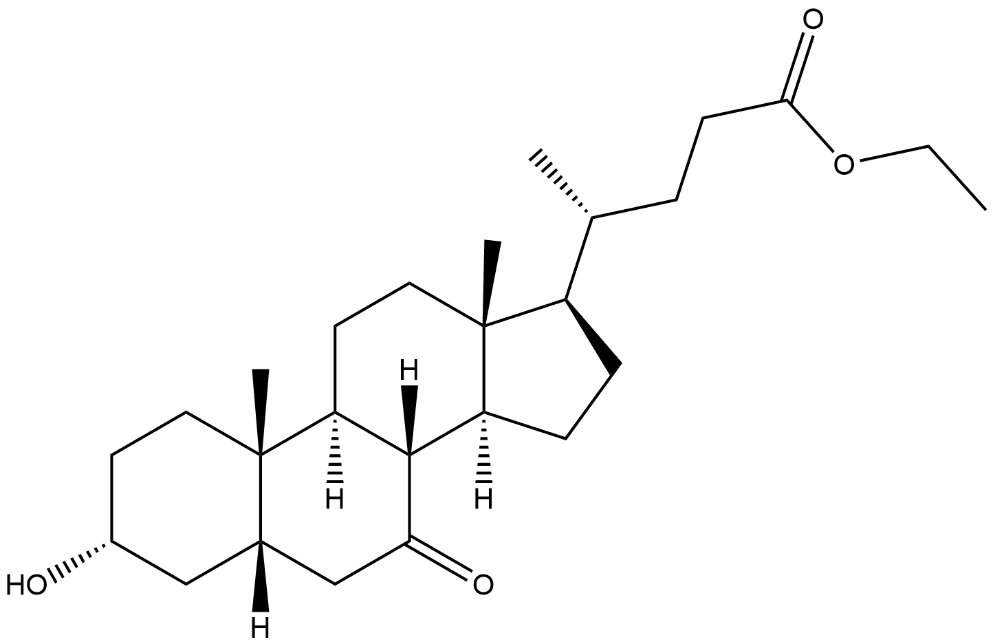 Cholan-24-oic acid, 3-hydroxy-7-oxo-, ethyl ester, (3α,5β)- Struktur