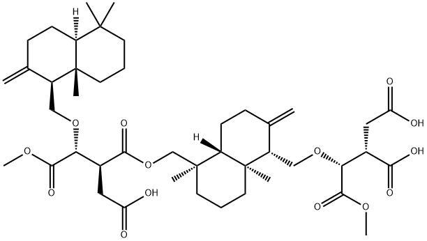 1,2,3-Propanetricarboxylic acid, 1-[[(1S,4aR,5R,8aS)-5-[[(2S,3R)-2-(carboxymethyl)-3-[[(1S,4aS,8aS)-decahydro-5,5,8a-trimethyl-2-methylene-1-naphthalenyl]methoxy]-4-methoxy-1,4-dioxobutoxy]methyl]decahydro-5,8a-dimethyl-2-methylene-1-naphthalenyl]methoxy]-, 1-methyl ester, (1R,2S)- (9CI) Struktur