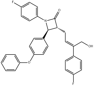 (3R,4S)-1-(4-Fluorophenyl)-3-[(2Z)-3-(4-fluorophenyl)-4-hydroxy-2-buten-1-yl]-4-(4-phenoxyphenyl)-2-azetidinone Struktur