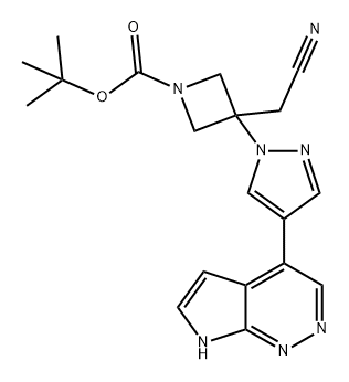 1-Azetidinecarboxylic acid, 3-(cyanomethyl)-3-[4-(7H-pyrrolo[2,3-c]pyridazin-4-yl)-1H-pyrazol-1-yl]-, 1,1-dimethylethyl ester Struktur