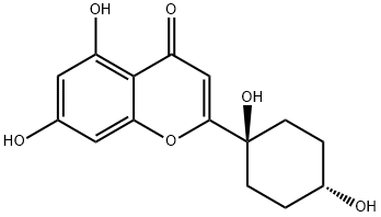 4H-1-Benzopyran-4-one, 2-(trans-1,4-dihydroxycyclohexyl)-5,7-dihydroxy- Struktur