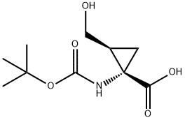 Cyclopropanecarboxylic acid, 1-[[(1,1-dimethylethoxy)carbonyl]amino]-2-(hydroxymethyl)-, (1S-cis)- (9CI) Struktur