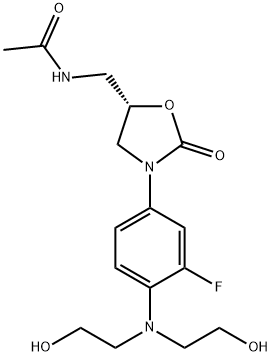 Acetamide, N-[[(5S)-3-[4-[bis(2-hydroxyethyl)amino]-3-fluorophenyl]-2-oxo-5-oxazolidinyl]methyl]- Struktur