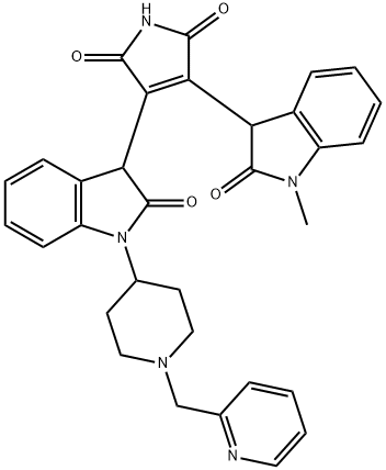 3-(2,3-Dihydro-1-methyl-2-oxo-1H-indol-3-yl)-4-[2,3-dihydro-2-oxo-1-[1-(2-pyridinylmethyl)-4-piperidinyl]-1H-indol-3-yl]-1H-pyrrole-2,5-dione Struktur