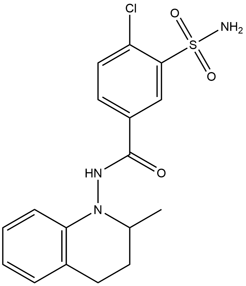 3-(Aminosulfonyl)-4-chloro-N-(3,4-dihydro-2-methyl-1(2H)-quinolinyl)benzamide Struktur