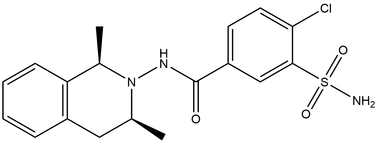 rel-3-(Aminosulfonyl)-4-chloro-N-[(1R,3S)-3,4-dihydro-1,3-dimethyl-2(1H)-isoquinolinyl]benzamide Struktur