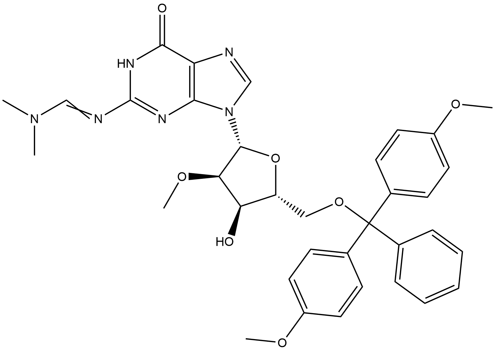 N2-DMF-5'-O-DMT-2'-O-methylguanosine Struktur