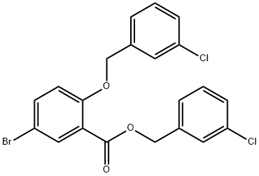 Benzoic acid, 5-bromo-2-[(3-chlorophenyl)methoxy]-, (3-chlorophenyl)methyl ester Struktur