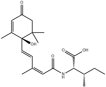 L-Isoleucine, N-[(2Z,4E)-5-[(1R)-1-hydroxy-2,6,6-trimethyl-4-oxo-2-cyclohexen-1-yl]-3-methyl-1-oxo-2,4-pentadien-1-yl]- Struktur