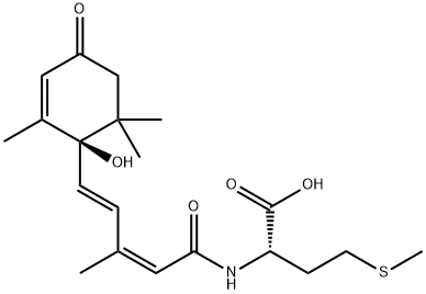 L-Methionine, N-[(2Z,4E)-5-[(1R)-1-hydroxy-2,6,6-trimethyl-4-oxo-2-cyclohexen-1-yl]-3-methyl-1-oxo-2,4-pentadien-1-yl]- Struktur