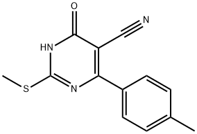 5-Pyrimidinecarbonitrile, 1,6-dihydro-4-(4-methylphenyl)-2-(methylthio)-6-oxo- Struktur