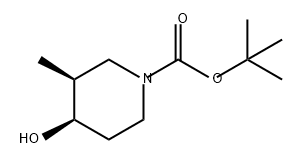 1-Piperidinecarboxylic acid, 4-hydroxy-3-methyl-, 1,1-dimethylethyl ester, (3S,4R)- Struktur