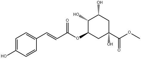 Cyclohexanecarboxylic acid, 1,3,4-trihydroxy-5-[[(2E)-3-(4-hydroxyphenyl)-1-oxo-2-propen-1-yl]oxy]-, methyl ester, (1S,3R,4R,5R)- Struktur