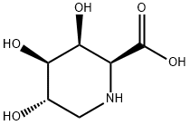 2-Piperidinecarboxylic acid, 3,4,5-trihydroxy-, (2S,3S,4R,5S)- Struktur