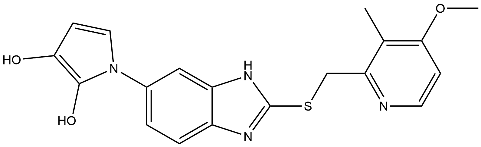 1-[2-[[(4-Methoxy-3-methyl-2-pyridinyl)methyl]thio]-1H-benzimidazol-6-yl]-1H-pyrrole-2,3-diol Struktur