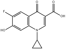 3-Quinolinecarboxylic acid, 1-cyclopropyl-6-fluoro-1,4-dihydro-7-hydroxy-4-oxo- Struktur