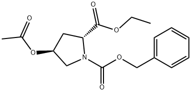 1,2-Pyrrolidinedicarboxylic acid, 4-(acetyloxy)-, 2-ethyl 1-(phenylmethyl) ester, (2R-trans)- (9CI) Struktur