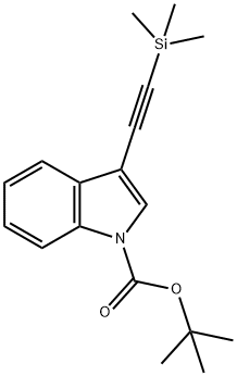 1H-Indole-1-carboxylic acid, 3-[2-(trimethylsilyl)ethynyl]-, 1,1-dimethylethyl ester Struktur