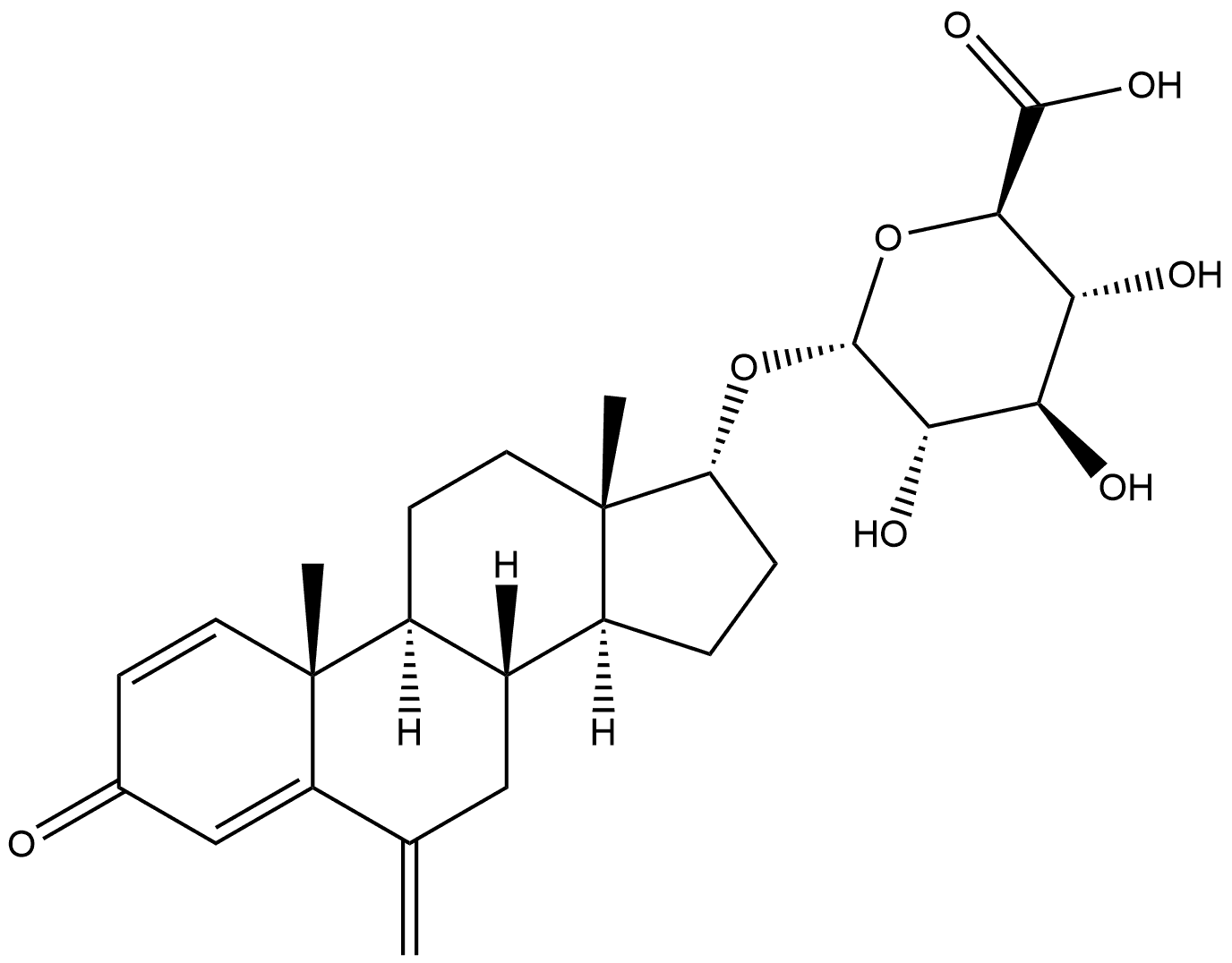 α-L-Glucopyranosiduronic acid, (17β)-6-methylene-3-oxoandrosta-1,4-dien-17-yl Struktur