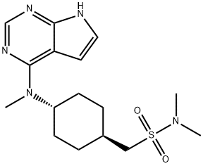 Cyclohexanemethanesulfonamide, N,N-dimethyl-4-(methyl-7H-pyrrolo[2,3-d]pyrimidin-4-ylamino)-, trans- Struktur