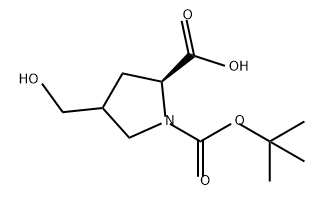 1,2-Pyrrolidinedicarboxylic acid, 4-(hydroxymethyl)-, 1-(1,1-dimethylethyl) ester, (2S)- Struktur