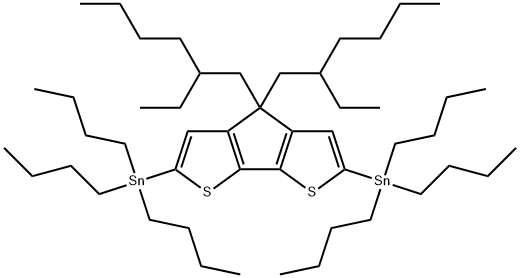 (4,4-bis(2-ethylhexyl)-4H-cyclopenta[1,2-b:5,4-b']dithiophene-2,6-diyl)bis(tributylstannane) Struktur