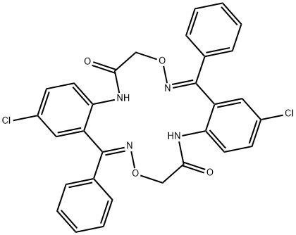 2,12-Dichloro-5,7-15,17-tetrahydro-10,20-diphenyl-6H,16H-dibenzo[d,l][ 1,9.2,6,10,14]dioxotetraazacyclohexadecine-6,16-dione Struktur