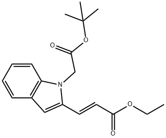 1H-Indole-1-acetic acid, 2-[(1E)-3-ethoxy-3-oxo-1-propen-1-yl]-, 1,1-dimethylethyl ester Struktur