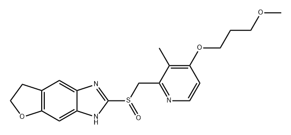 3H-Furo[2,3-f]benzimidazole, 6,7-dihydro-2-[[[4-(3-methoxypropoxy)-3-methyl-2-pyridinyl]methyl]sulfinyl]- Struktur