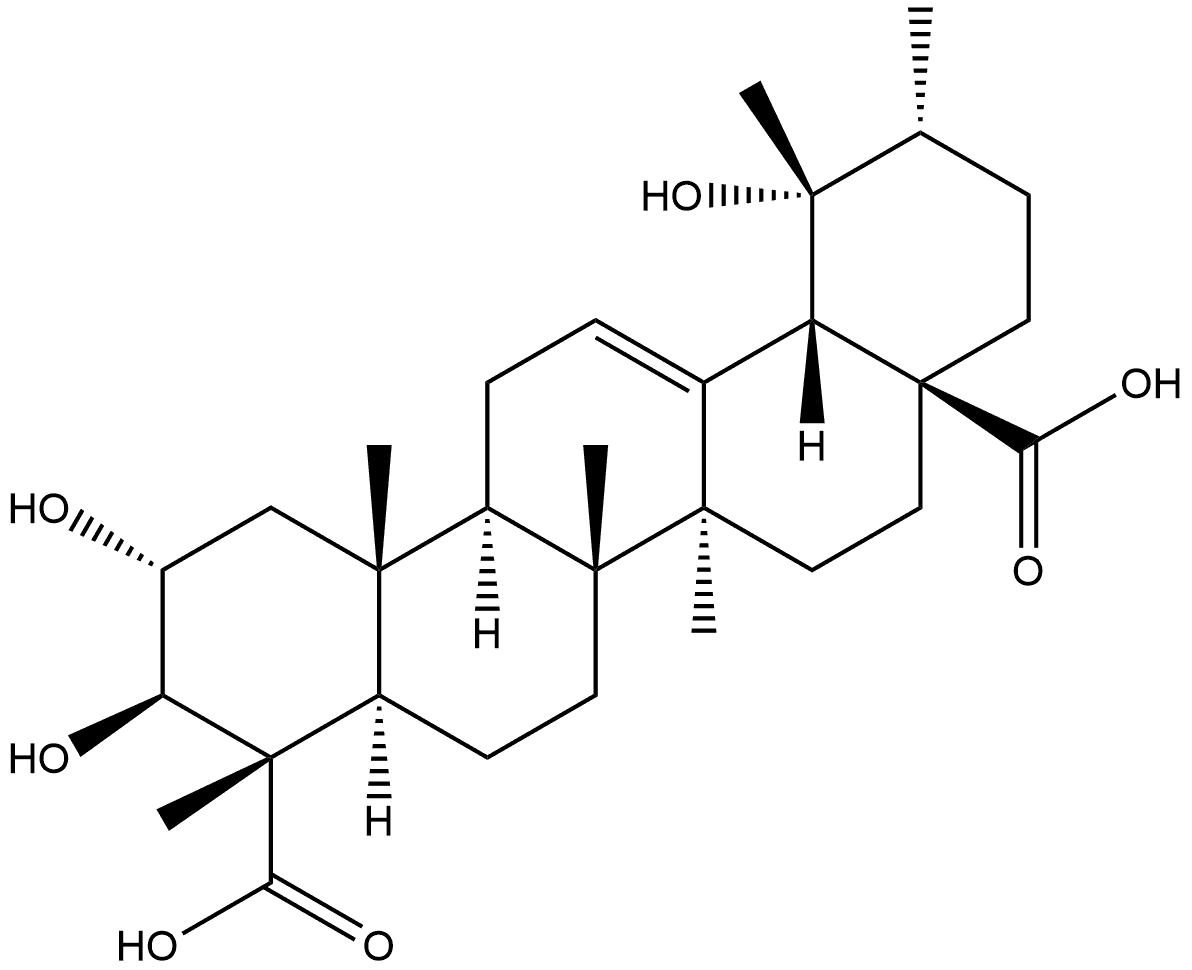 Urs-12-ene-23,28-dioic acid, 2,3,19-trihydroxy-, (2α,3β,4α)- Struktur