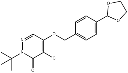 3(2H)-Pyridazinone, 4-chloro-2-(1,1-dimethylethyl)-5-[[4-(1,3-dioxolan-2-yl)phenyl]methoxy]- Struktur