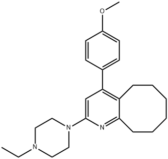 Cycloocta[b]pyridine, 2-(4-ethyl-1-piperazinyl)-5,6,7,8,9,10-hexahydro-4-(4-methoxyphenyl)- Struktur