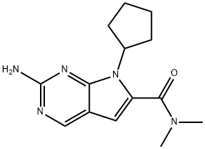 7H-Pyrrolo[2,3-d]pyrimidine-6-carboxamide, 2-amino-7-cyclopentyl-N,N-dimethyl- Struktur