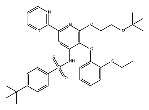 Benzenesulfonamide, N-[6-[2-(1,1-dimethylethoxy)ethoxy]-5-(2-ethoxyphenoxy)[2,2'-bipyrimidin]-4-yl]-4-(1,1-dimethylethyl)- Struktur