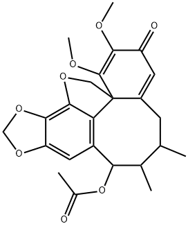 3H,14H-Benzo[1,8]cycloocta[1,2,3-cd][1,3]dioxolo[4,5-g]benzofuran-3-one, 8-(acetyloxy)-5,6,7,8-tetrahydro-1,2-dimethoxy-6,7-dimethyl- (9CI) Struktur