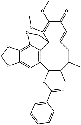 3H,14H-Benzo[1,8]cycloocta[1,2,3-cd][1,3]dioxolo[4,5-g]benzofuran-3-one, 8-(benzoyloxy)-5,6,7,8-tetrahydro-1,2-dimethoxy-6,7-dimethyl- (9CI) Struktur