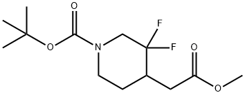 4-Piperidineacetic acid, 1-[(1,1-dimethylethoxy)carbonyl]-3,3-difluoro-, methyl ester Struktur